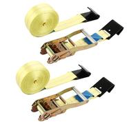 YOUNTHYE 2 Set Ratchet Straps 5CM x 6M/2" x 19.68 FT Heavy Duty Tie Down Straps with Flat Hooks, 10000 LBS Break Strength, 3333 LBS Working Load for Flatbed, Truck, Trailers Pickup (Yellow)