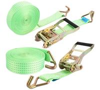 YOUNTHYE 2 Set Ratchet Straps with Hooks, 5cmx10m Ratchet Straps Heavy Duty 5000kg Break Strength, Adjustable Ratchet Tie Down Straps for Luggage, Trucks, Cars, Motorcycles (Green)