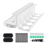YOUNTHYE 2 Set Under Desk Cable Management, White Cable Tidy Tray - Self Adhesive & Drilling Mounting, Wire Organiser for Home & Office