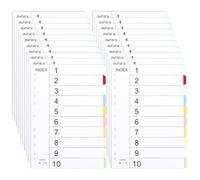 YOUNTHYE 20Pack File Dividers A4, 10 Part Folder Dividers A4 Index Divider with 11-Holes for Lever Arch Files Ring Binders, for School Home Work Office, Multi Colours