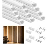 YOUNTHYE 20Pack Led Aluminum Profile, 20x30cm /19.7ft U-Shape LED Profile Diffuser LED Channel 12mm LED Strip Diffuser with White Cover, End Caps and Mounting Clips