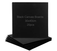 YOUNTHYE 20Pcs Canvas for Painting, 20x20 cm Black Canvas Panels 3mm Cotton, Acid Free, Blank Canvas Board for Artists and Beginner, Acrylic, Oil, Watercolor Paint