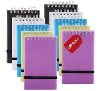YOUNTHYE 20Pcs Pocket Notebook, 3 x 5 Inch Notebooks Spiral Bound Small Notepad with Hard Plastic Cover, 5 Color Lined Pocket Notepads, 50 Sheets Memo Pads for Home School Office