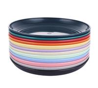 YOUNTHYE 24PCS Dinner Plates, 12 Colored Plastic Plates Reusable Serving Plates, 7 inch Round Unbreakable Plate Microwave and Dishwasher Safe, Plastic Picnic Plate Set for for Kitchen, Party
