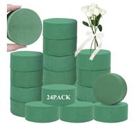 YOUNTHYE 24PCS Green Floral Foam Blocks, 8x4CM Round, Wet & Dry, Multipurpose for Artificial & Fresh Flowers, DIY Crafts & Weddings