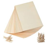 YOUNTHYE 24PCS Unfinished Plywood Sheets, 300x200x2mm Balsa Wood Sheets, Rectangular A4 Wood Sheets for Wood Craft Painting Engraved Model Making Projects