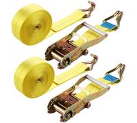 YOUNTHYE 2Set Ratchet Tie Down Straps, 50mmx6m, 5000kg Break Strength Heavy Duty Ratchet Straps with J Hooks, Metal Lashing Strap Adjustable Tensioning Belts for Luggage, Motorcycle, Cargo, Trailer
