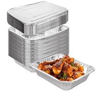 YOUNTHYE 30Pcs Aluminium Foil Trays, 32x26x7cm Large Deep Food Containers Aluminum 3500ml Foil Baking Trays with Lids, Rectangular Takeaway Containers for BBQ, Cooking, Broiling, Roasting