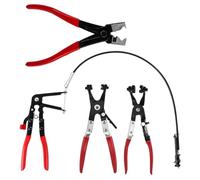 YOUNTHYE 4 Pcs Hose Clamp Pliers, Hose Clip Pliers with Bevel and Flat Band, Flexible 25" Long Reach Wire Spring and Straight Neck Plier for Automotive Fuel Oil Water Hose