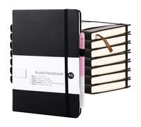 YOUNTHYE 8 Pack A5 Notebook, 80 gsm Lined Journal Notebook A5 Size with Leather Hardcover and Elastic Closure, 240 Pages, for Working, Writing, Diary, Study, Planning