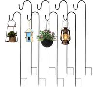 YOUNTHYE 8 Pack Shepherd Crook Hooks, 90 cm/35 inch Height Adjustable Shepherds Hooks for Garden Lights, Lanterns, Plant Baskets, Shepherds Crooks with Metal Base