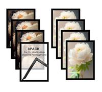 YOUNTHYE 8Pcs Diamond Painting Frames, 30x40cm Magnetic Photo Frames 12x16 inch Picture Frame Self Adhesive Black Poster Art Frame for Display and Protection