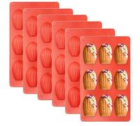 YOUNTHYE 8PCS Madeleines Baking Tray, 9 Cavity Madeleine Trays Mini Non Stick Silicone Baking Tray for Oven, Rectangle Silicone Mold for Biscuits, Chocolate, Candy, Pudding