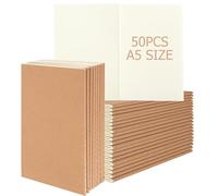 YOUNTHYE A5 Notebook, 50 Pack Kraft Notebooks A5 Journal Notebook Plain Pages, 60 Pages Blank Notepad Soft Cover Plain Paper Notebook for Students, Travelers, Office