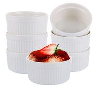 YOUNTHYE Ramekins, 8oz/250ml Ramekins Set of 6 White Porcelain Souffle Dish, Oven Proof Large Ramekin Dishes for Souffle, Pudding, Cakes, Ice Cream and Sauce