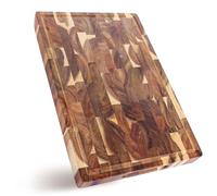 YOUNTHYE Wooden Chopping Boards, 39x26x3.5cm Large End Grain Chopping Board Acacia Wooden Cutting Board, Heavy Duty Butcher Block with Juice Groove, for Kitchen