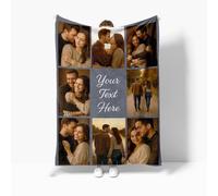 YouNthytic Personalized Blanket with Photos & Text - Custom Flannel Throw Blanket - Ultra Soft & Cozy - HD Print Customized Gifts for Birthday, Christmas, Anniversary, Family, Couples (8 Photos)