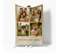 YouNthytic Personalized Blanket with Photos & Text - Custom Flannel Throw Blanket - Ultra Soft & Cozy - HD Print Customized Gifts for Birthday, Christmas, Anniversary, Family, Couples (4 photos)