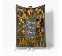 YouNthytic Personalized Blanket with Photos & Text - Custom Flannel Throw Blanket - Ultra Soft & Cozy - HD Print Customized Gifts for Birthday, Christmas, Anniversary, Family, Couples (10 Photos)