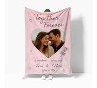 YouNthytic Personalized Blanket with Photos & Text - Custom Flannel Throw Blanket - Ultra Soft & Cozy - HD Print Customized Gifts for Birthday, Christmas, Anniversary, Family, Couples (1 Heart Photo)