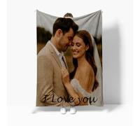 YouNthytic Personalized Blanket with Photos & Text - Custom Flannel Throw Blanket - Ultra Soft & Cozy - HD Print Customized Gifts for Birthday, Christmas, Anniversary, Family, Couples (1 Photo)