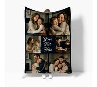 YouNthytic Personalized Blanket with Photos & Text - Custom Flannel Throw Blanket - Ultra Soft & Cozy - HD Print Customized Gifts for Birthday, Christmas, Anniversary, Family, Couples (6 Photos)