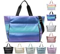 YouNuo Women Large Puffer Purse Tote Bags Puffy, Blue Varied, Blue Varied, L
