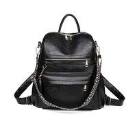 YOUNXSL Backpack Purse for Women Fashion Leather Designer Travel Ladies Shoulder Bags with Tassel(Black)