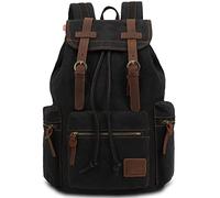 YOUNXSL Canvas Vintage Backpack PU Leather Casual Bookbag Men Women Laptop Travel Rucksack …