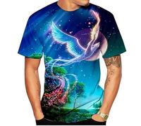 YOUOUSI Beautiful Starry Sky Phoenix Summer Men's 3D Printed T-shirt Fashion Casual Comfortable O-neck Top Clothing T-shirt