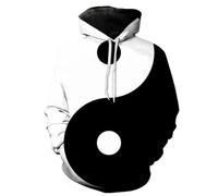 YOUOUSI Creative black and white Yin Yang Tai Chi Hoodie 3D Sweater Men's and Women's Hooded Loose Jacket Streetwear Casual Hoodie Hip Hop Jacket