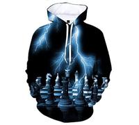 YOUOUSI Creative Lightning Chess 3D Print Novelty Pullover Sweatshirt Casual Oversized Hoodie Streetwear Fun Tops