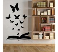 YOUOUSI Magical Beasts Butterfly Library Bookstore Vinyl Wall Stickers Open Book Interior Decoration Reading Fairy Tale Children's Room Wall Art Stickers