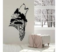 YOUOUSI Wolf Head Silhouette Natural Forest Vinyl Window Sticker Abstract wall Decal Animal Children's Room Bedroom Living Room Home Art Decal