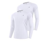 Youper 2-Pack Youth Performance Shirt, UPF 50+ Dry Fit Athletic Long Sleeve T Shirts for Boys & Girls, White, M