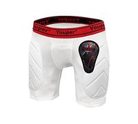 Youper Kids Padded Shorts with Soft Protective Athletic Fit Baseball Football Lacrosse, white/red, XL