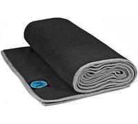 Youphoria 24-Inch-by-72-Inch Microfiber Yoga Towel, Black Towel/Gray Stitching