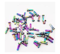 YOUPINSENSEN 36pcs Bike Brass Spoke Nipples Caps Head End Tip 14G 2.0mm*14mm Silver Rainbow Oil Slick For Road Mountain foy Bicycle(36pcs Rainbow)