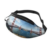 YoupO Fanny Pack, San Francisco Golden Gate Bridge Printed Waist Pack,Adjustable Cross Body Bag For Travel Walking Running Hiking Cycling, Black, Black, One Size