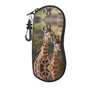 YoupO Glasses Case Unisex Two Giraffes Printed Sunglasses Soft Case Ultra Light Neoprene Zipper Eyeglass Case, Black, One size