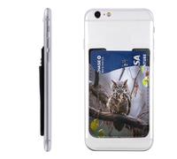 YoupO Owl On A Branch Printed Phone Card Holder,Leather Phone Wallet Stick On,Card Holder For Back Of Phone,Compatible With Most Of Cell Phone (Iphone,Android), White, One Size