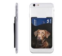 YoupO Retriever Brown Dog Printed Phone Card Holder,Leather Phone Wallet Stick On,Card Holder For Back Of Phone,Compatible With Most Of Cell Phone (Iphone,Android), White, White, One Size
