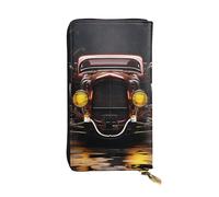 Youpo Rod Car Printed Wallet Women,Women Leather Long Clutch Wallet,Large Capacity Zipper Travel Long Purse For Women Girls, Black, One Size, Casual