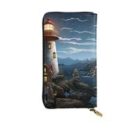 Youpo Santa Claus Lighthouse Printed Wallet Women,Women Leather Long Clutch Wallet,Large Capacity Zipper Travel Long Purse For Women Girls, Black, One Size, Casual