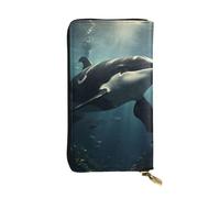 Youpo Sea Underwater Whale Printed Wallet Women,Women Leather Long Clutch Wallet,Large Capacity Zipper Travel Long Purse For Women Girls, Black, One Size, Casual