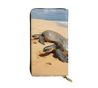 Youpo Turtles On The Beach Printed Wallet Women,Women Leather Long Clutch Wallet,Large Capacity Zipper Travel Long Purse For Women Girls, Black, One Size, Casual
