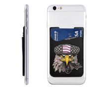 YoupO Us Army Cool American Flag Eagle Printed Phone Card Holder,Leather Phone Wallet Stick On,Card Holder For Back Of Phone,Compatible With Most Of Cell Phone (Iphone,Android), White, One Size