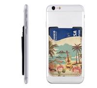 YoupO Vintage Hawaii Printed Phone Card Holder,Leather Phone Wallet Stick On,Card Holder For Back Of Phone,Compatible With Most Of Cell Phone (Iphone,Android), White, White, One Size