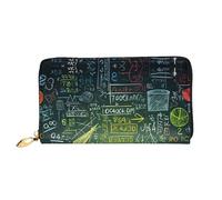 YoupO Wallet Women Long Clutch Wallet Microfiber Leather Zipper Travel Long Purse Math Question Printed Mobile Wallet, Black, One Size, Contemporary