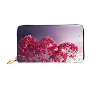 YoupO Wallet Women Long Clutch Wallet Microfiber Leather Zipper Travel Long Purse Romantic Hearts Leaves Tree Printed Mobile Wallet, Black, One Size, Contemporary